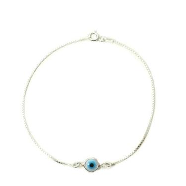 Imagem de Pulseira Veneziana Olho Grego Prata Legitima 925 / 18 / Branco - Lojas