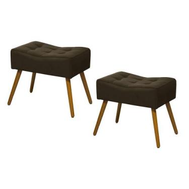 Imagem de Kit 02 Puffs Banqueta Retangular Liso Marrom - SA Móveis - Estopar