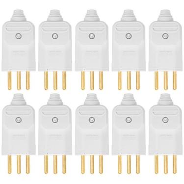 Imagem de tomada plugue Margirius 2P+1T 10a prensa cabo kit 10, BRANCO