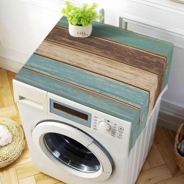 Imagem de Tampa de máquina de lavar roupa Aslsiy Vintage Wood Board antiderrapan