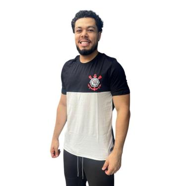 Imagem de Camiseta Corinthians Gola Careca 80632 Preta/Branca-Masculino