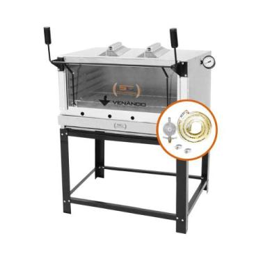 Imagem de KIT - Forno Gás Industrial Roma Inox Infravermelho FIRIV90 + Kit Gás 2