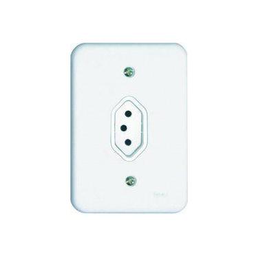 Imagem de Conjunto Tomada 2 Polos + Terra 10A Embutir Branco Completo - Radial
