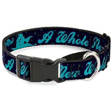 Imagem de Buckle-Down Coleira de cachorro com silhueta de jasmim de gamarra Aladdin A Whole New World 40 a 58 cm 1,5 cm de largura