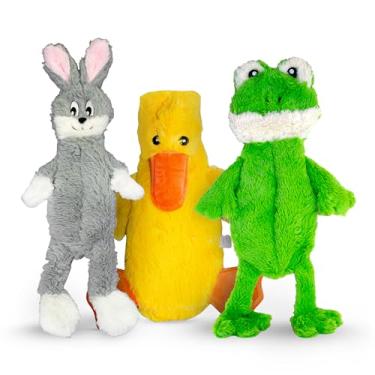 Imagem de FGA MARKETPLACE Flat No Stuffing No Squeak Brinquedo de pelúcia para cachorro, estilo divertido que vai divertir o seu cão por horas, recomendado para cães pequenos e médios de 53 cm de comprimento (patinho de coelho cinza sapo)