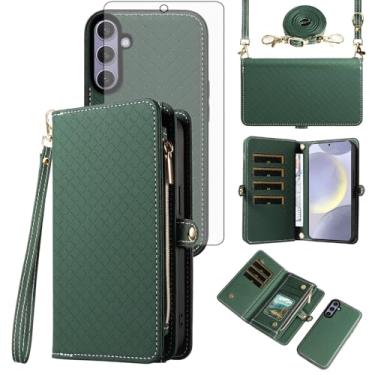 Imagem de Asuwish Capa de celular para Samsung Galaxy S24 Plus/S25 Plus S24+ S25+ 5G carteira com zíper com protetor de tela, alça transversal, suporte para cartão S24Plus 24S + S 24 24+ S25Plus 25S 25+