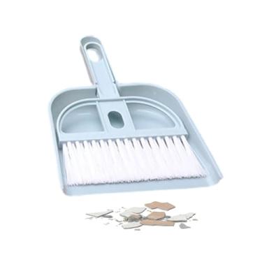 Imagem de Conjunto de panela de pó e escova, conjunto de vassoura e pá de lixo,Conjunto de escovas para limpeza de teclado - Conjunto pequeno de vassoura e pá de limpeza para bancada, mesa, teclado, escrivaninh