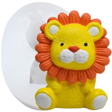 Imagem de XIAOSHUI Molde de silicone 3D com desenho animado de leão, resina animal, moldes de gesso para fabricação de velas, resina, aromaterapia, cera de gesso, sabonete, argila artesanal