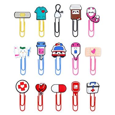Imagem de YETOOME 15 Peças de Clipes de Papel Fofos de Silicone de Desenho Animado com Clipes de Papel Coloridos para Meninas, Artigos de Papelaria para Estudantes de Enfermagem, Itens Essenciais