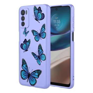 Imagem de HTXWXJC Capa de telefone para Moto G42, Motorola G42 XT2233-2 capa à prova de choque flexível bumper TPU capa macia padrão borboleta capa de telefone para Motorola Moto G42 borboleta roxa