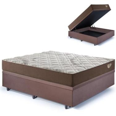 Imagem de Base Box Baú Casal 138x188 Suede Marrom com Colchão Relax Adorabile Mo