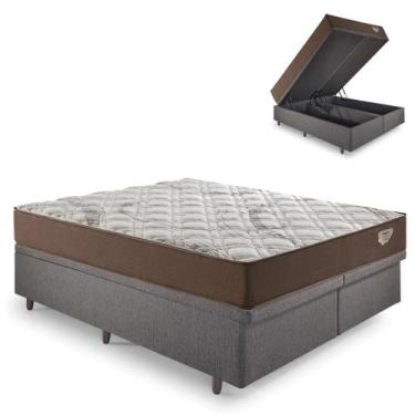 Imagem de Base Box Baú Bipartido Queen 158x198 Linho Cinza com Colchão Relax Ado