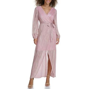 Imagem de Siena Vestido feminino de manga comprida de folha metálica, Rosa/ouro, 36