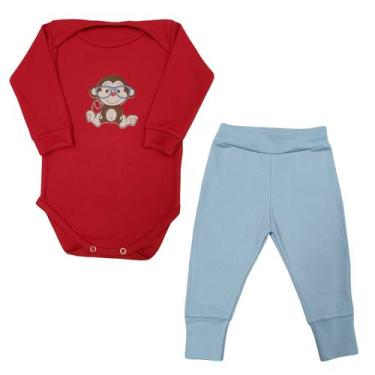 Imagem de Conjunto Body Bebê Manga Longa Macaco de Óculos + Calça - Mellane Baby