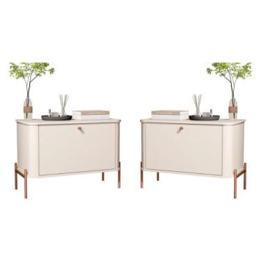 Imagem de Jogo de Mesa de Cabeceira Sofia Off White Bronze  - Mais de Casa