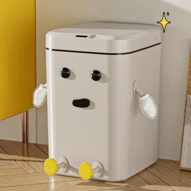 Imagem de Lixeira automática para banheiro com tampa, Lixeira retangular inteligente de indução de 15,7 L, Lixeira sem toque para cozinha, banheiro, quarto