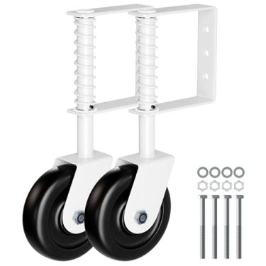 Imagem de EVCUHASL Roda de rodízio com mola de 10,9 cm com rolamento, rodas de portão resistentes com giro de 360° para portões de madeira ao ar livre, portões de cerca e portão de tubo de metal, capacidade de