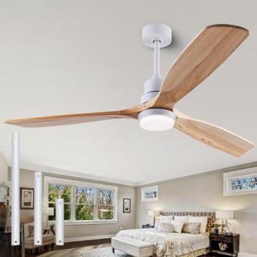 Imagem de dearnow Ventiladores De Teto De Madeira De 56" Com Controle Remoto Iluminado, Ventilador De Teto De Madeira Para Ambientes Internos E Externos, Ventilador De Teto Moderno Para Ambientes Externos Com