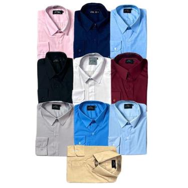 Imagem de KIT 10 peças - Camisa Social Manga Longa Slim e Tipo Linho (sem azul c