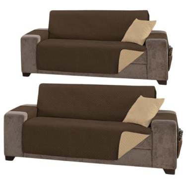 Imagem de Kit Capa De Sofá Protetor 2 e 3 Lugares Impermeável Moderna Dupla face
