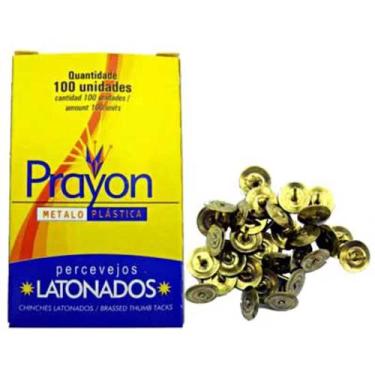 Imagem de Percevejo Latonados com 100 Unidades - Prayon, Caixa amarela