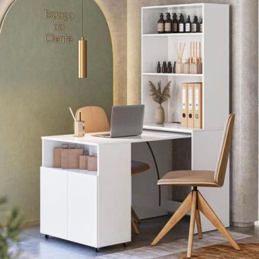 Imagem de Mesa Com Estante Para Lojas Córdoba Branco  - Mais de Casa