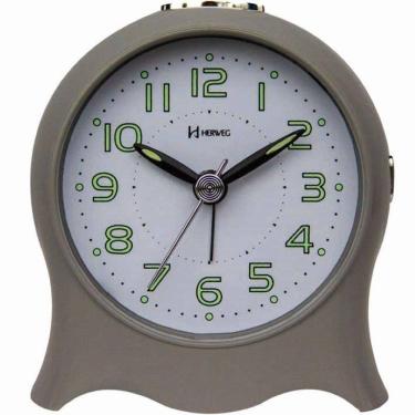 Imagem de Relógio Despertador Quartz Silencioso Pilha Luz Cinza - Cinza