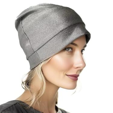 Imagem de LukyTrge Chapéu bloqueador EMF, chapéu Faraday unissex, forro de tecido prateado combina livremente com qualquer gorro, bloqueia 99,9% EMF, 5G, WiFi, boné de proteção contra radiação, Prata, Tamanho �