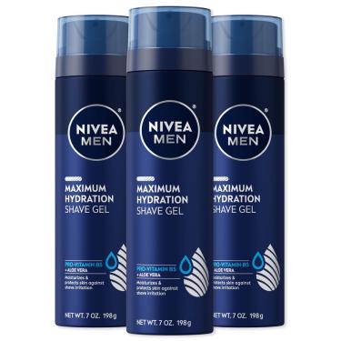 Imagem de Gel de barbear Nivea Men Maximum Hydration com Aloe Vera, 200 ml, pacote com 3