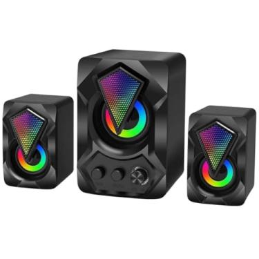 Imagem de Caixinha de Som Gamer 2.1 com Subwoofer, LED RGB, USB 2.0, P2 3.5mm, Compatível com PC, Notebook, Console e Smartphone, Potente e Resisnte (Caixa de Som LEY-1915)