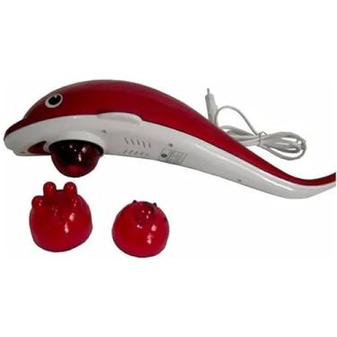 Imagem de Massageador Corporal Golfinho, 2 Velocidades, 3 Pontas de Massagem, 110V, 40cm, Vermelho/Azul