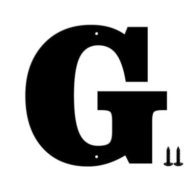 Imagem de Números e letras de casa de metal moderno - revestimento preto à prova de intempéries, ideal para decoração de jardim, porta e caixa de correio, com kit de unhas de fácil instalação (12,7 cm, G)