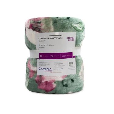 Imagem de Cobertor maxy plush floral queen 220X240 camesa