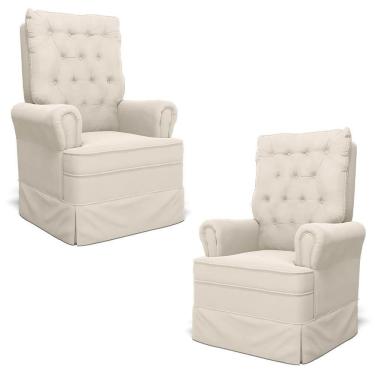 Imagem de Kit 02 Poltronas De Amamentação E Descanso Com Balanço Laís G05 Veludo Creme - Mpozenato