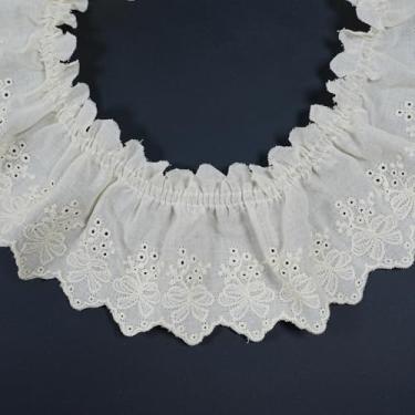 Imagem de Acabamento de renda de algodão, acabamento de renda plissado vintage, 5 metros de 7 cm de largura, fita de algodão para decoração de casa, artesanato de costura DIY (bege)