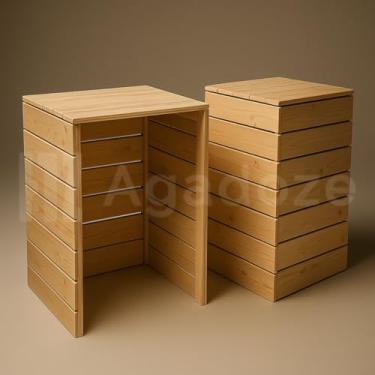 Imagem de Capa de Botijão de Gás em Madeira Pinus, 70cm de Altura, 45x45cm, para Áreas Internas e Externas