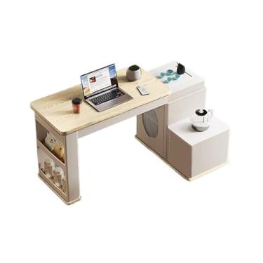 Imagem de Mesa de Chá Mesa de chá de pedra móvel, sofá, mesa lateral, carrinho de chá giratório extensível Mesa Lateral(Natural)