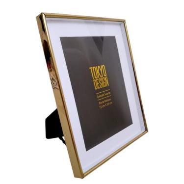 Imagem de Porta Retrato Dourado 15x20 Paspatur Metal Aço Inox Jacarta - Multiart