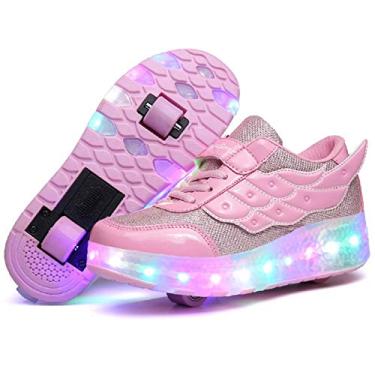 Imagem de Tênis esportivo Nsasy Roller Shoes infantil para meninos e meninas com rodinhas, 586-double Wheel, 5.5 Big Kid