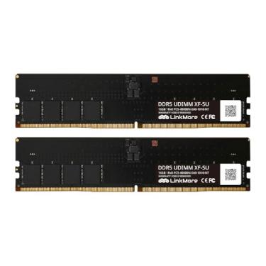 Imagem de LinkMore DDR5 UDIMM 32GB (2x16GB) 4800MHz (PC5-38400) Desktop PC Memory Module Ram (CL40, Non-ECC Unbuffered, 1.1V, 288 pinos)