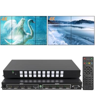Imagem de ICUIXIAN Controlador De Parede Vídeo 4K60Hz 2X2-1X4-3X1-1X3-4X1 Vertical Com Rotação 90 Graus, Tv 2X2 4K Seamless Matrix 4X4 Rs232, Hdmi 2.0, 18 Gbps (4 Entrada 4 Saída)