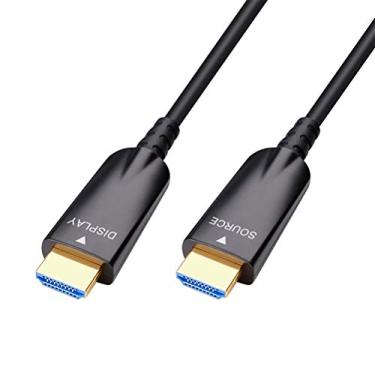 Imagem de DTech Cabo HDMI de fibra óptica de 15,2 m com 4K 60Hz 1080p HD Video 3D ARC HDCP CEC compatível com alta velocidade (50 pés, preto)