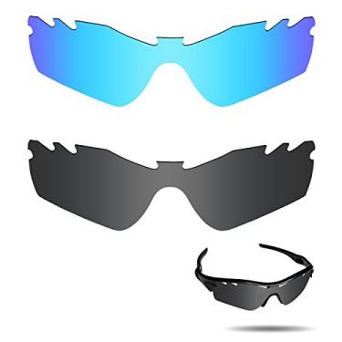 Imagem de Lentes de reposição polarizadas antiágua salgada Fiskr para óculos de sol Oakley Radar Path Ventilado 2 pares embalados, Esportivo, Stealth Black & Ice Blue, 0
