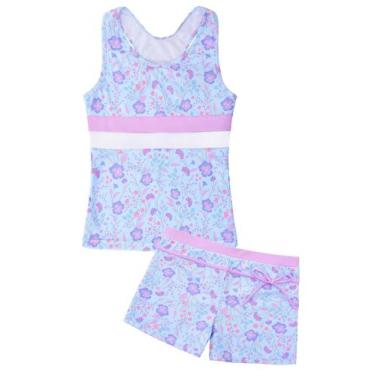 Imagem de Maiô Unice Girls de duas peças, tanquíni com short roxo 2GG - Uhnice