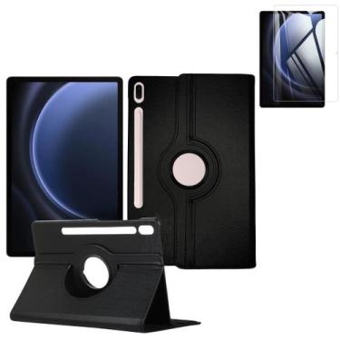 Imagem de Capa couro giratória para Galaxy Tab S9+ 12,4 + vidro - Tech King, Pre