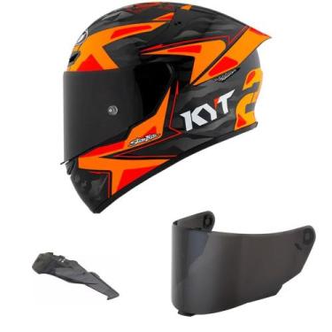 Imagem de Capacete Kyt Tt Course Antonelli Preto e Laranja Mais Viseira Fumê e S