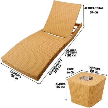 Imagem de Espreguiçadeira Com Mesa Alumínio 6 Regulagens - Avelã