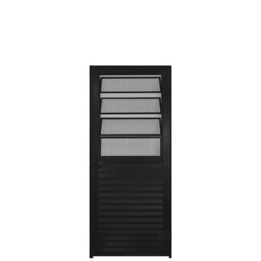 Imagem de Porta De Alumínio Com Basculante 210X80Cm Lado Direito Preto