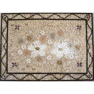 Imagem de Mandala Mosaico Floral Festoni In Fiori Bianchi Ii Tamanho 100x150cm