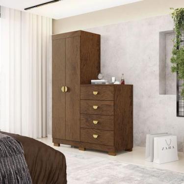 Imagem de Cômoda Roupeiro Cris 2 Portas e 4 Gavetas Para Quarto Bebê - Vila Rica